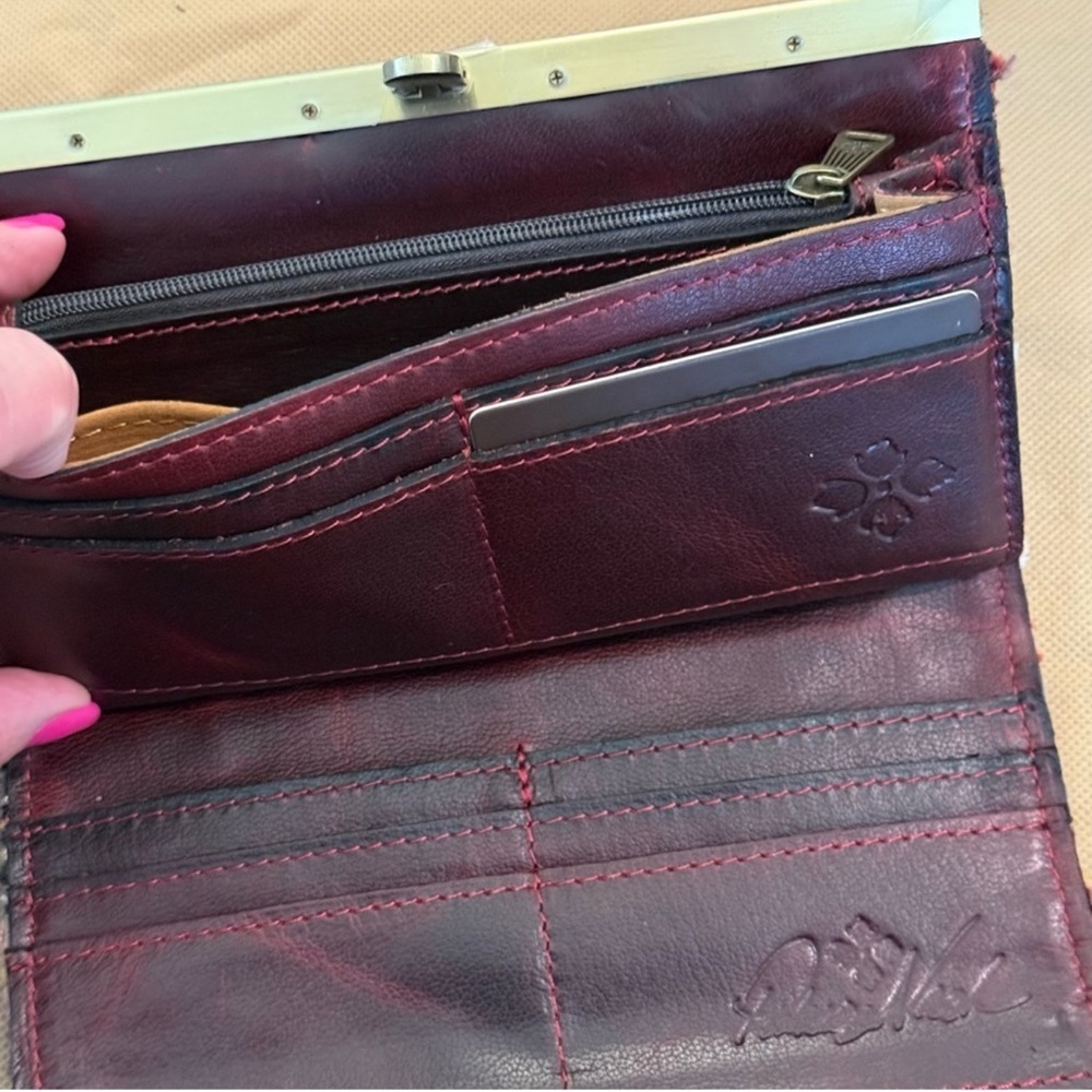 Patricia Nash boucle tweed burgundy black cream khaki bag wallet pouch set - Picture 12 of 16